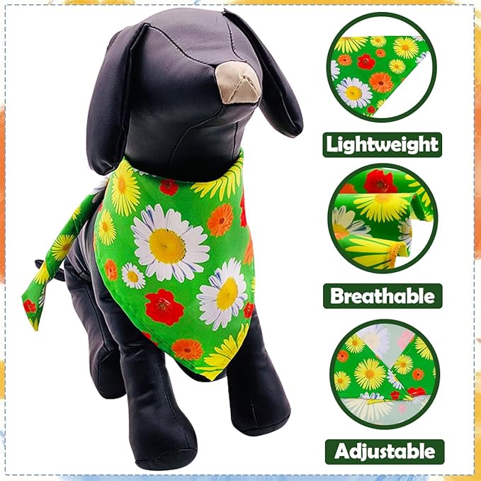 100PCS Dog Bandanas Floral Spring Flowers Bulk for Small Medium Dog Pink Purple Bule Kerchief Triangle Bibs Head Scarves for Boys Girls Grooming Accessories Costume