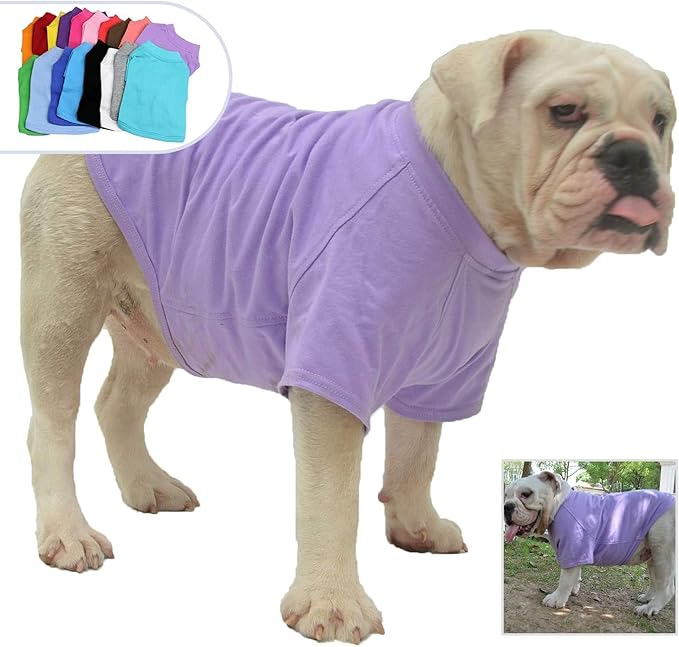 Lovelonglong Bulldog Clothes Dog Clothing Blank T-Shirt Tee Shirts for French Bulldog English Bulldog American Pit Bull Pugs 100% Cotton Skin Care Violet B-XL
