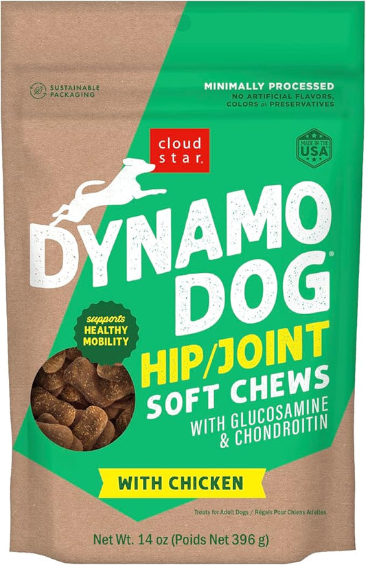 Cloud Star Dynamo Dog Hip & Joint Soft Chew Treats Chicken Formula - Grain Free - 14 oz (20132)