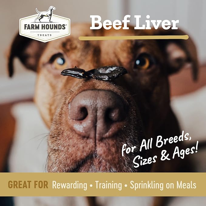 Farm Hounds - Beef Liver - Premium Natural Beef Liver Jerky For Dogs - Made From 100% Humanely Raised Cattle - Organ Treats - Great For Training & Treats - No Added Fillers - Made in USA - 4oz -1 Pack