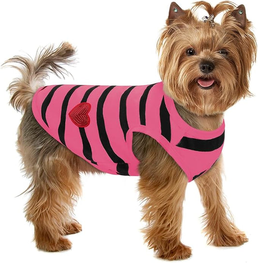 Dog Shirts for Large Dogs Cats, Dog Striped T-Shirts Dog Vest Pet Apparel Tee Shirts Spring Summer Suitable for Small and Medium Large Pets French Bulldog Bichon, Rose L