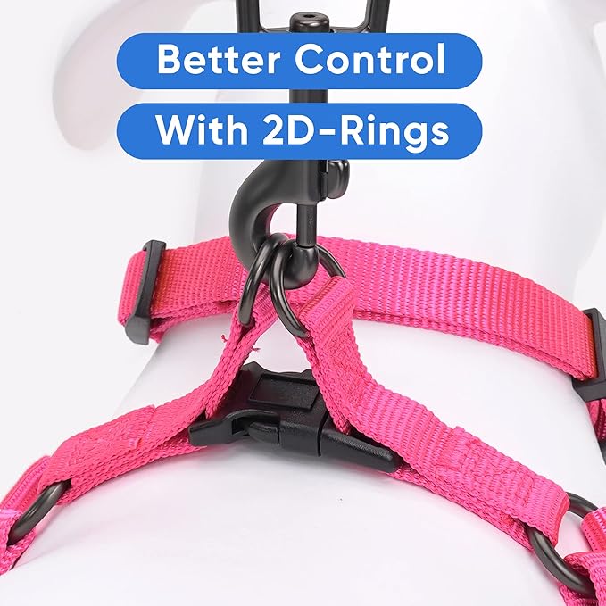 Pawtitas Solid Color Step-in Dog Harness - Pink, Large, for Puppy & Dog Training & Walking