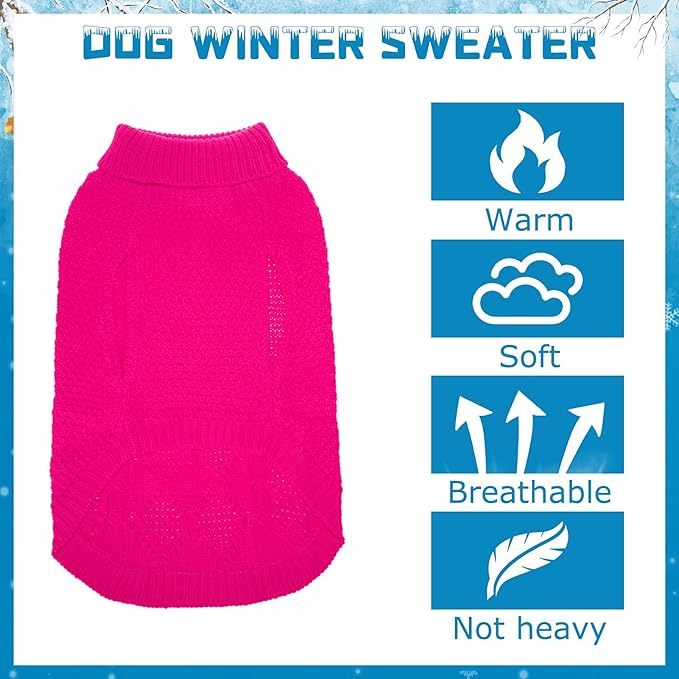 Mihachi Turtleneck Dog Sweater - Winter Coat Apparel Classic Cable Knit Clothes with Leash Hole for Cold Weather, Ideal Gift for Pet in New Year