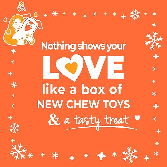 Nylabone Dog Gift Box, Includes 3 Rubber Strong Chew Toys and 1 Natural Treat, Gifts for Dogs, Large - Up to 50 lbs, 4 Pack