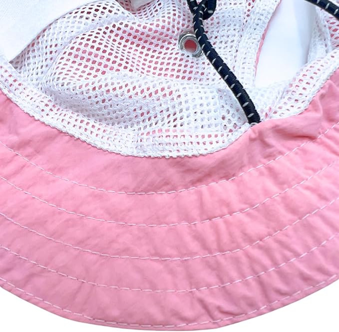 Dog Outdoor Hat with Ear Hole Round Brim Summer for Large Dog Puppy Cat Costume Hiking Beach Suncare Cooling Bucket Hat Sun Protection Pet Caps (Pink, Large)