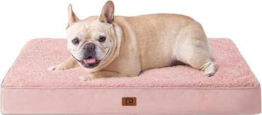 EHEYCIGA Orthopedic Medium Dog Beds for Small Dogs with Removable Washable Cover for Crate, Pink, 30x20