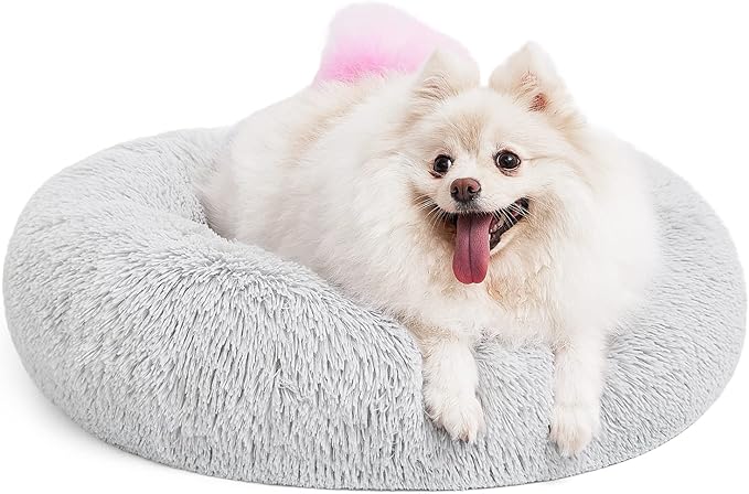 MIXJOY Comfortable Donut Cuddler Round Dog Bed Ultra Soft Washable Dog and Cat Cushion Bed (23'', Grey)