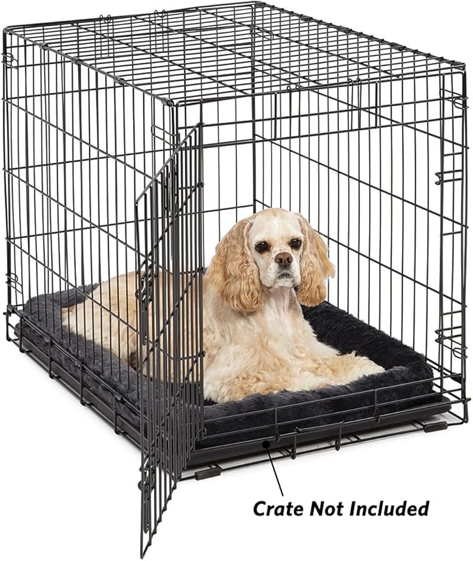 Midwest Homest for Pets Bolster Dog Bed 30L-Inch Gray Dog Bed or Cat Bed w/Comfortable Bolster | Ideal for Medium Dog Breeds & Fits a 30-Inch Dog Crate | Easy Maintenance Machine Wash & Dry