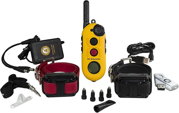 E-Collar Educator EZ-902-1/2 Mile Remote Waterproof Trainer Easy Educator - Static, Vibration and Sound Stimulation Collar with PetsTEK Dog Training Clicker