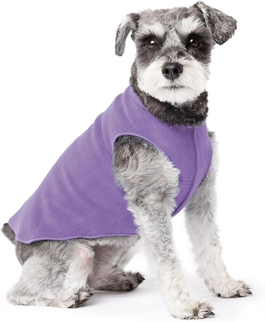 Stretch Fleece Dog Coat, Stretchy Pet Sweater, Machine Washable Pullover for Winter and Fall, Lavender, 10