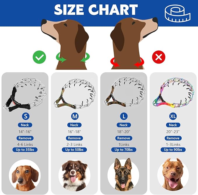 Supet Dog Training Collar, Adjustable No Pull Dog Training Collar with Buckle for Small Medium Large Dogs(Packed with One Extra Links)