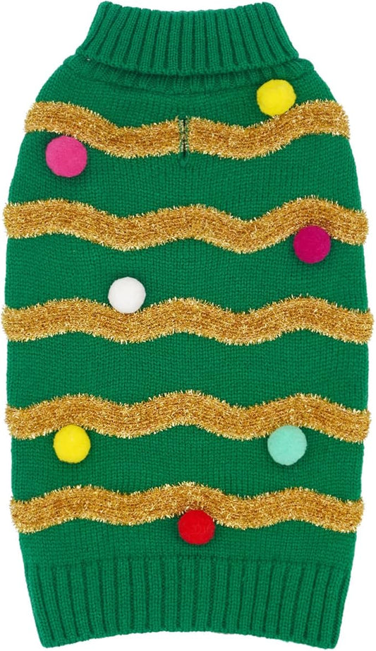 Cyeollo Christmas Sweater for Dogs - Turtleneck Glitter Holiday Clothes for Cold Weather Winter Pet Outfits