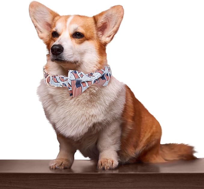 Adjustable Bow Tie Dog Collar Printed Cute Patterns Spring Summer Soft Pet Collars for Small Medium Large Dogs