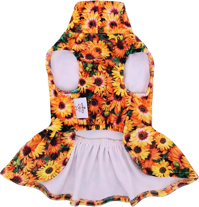 CuteBone Turtleneck Dog Velvet Dress Puppy Skirt Costume Pet Clothes Cat Apparel with Bow Hair Rope for Small Dogs CVD16M