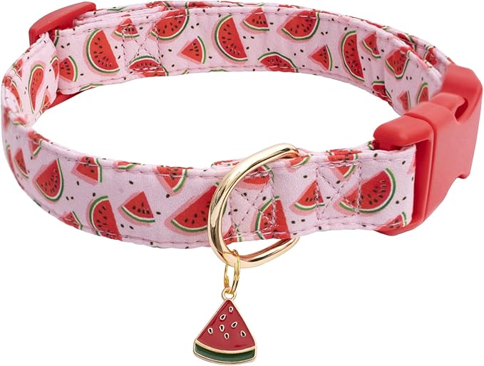 Faygarsle Cute Dog Collar for Girls Boy Dogs Soft Fancy Pet Collar with Watermelon Design Ideal Pink Summer Dog Collar for Small Medium Large Dogs S