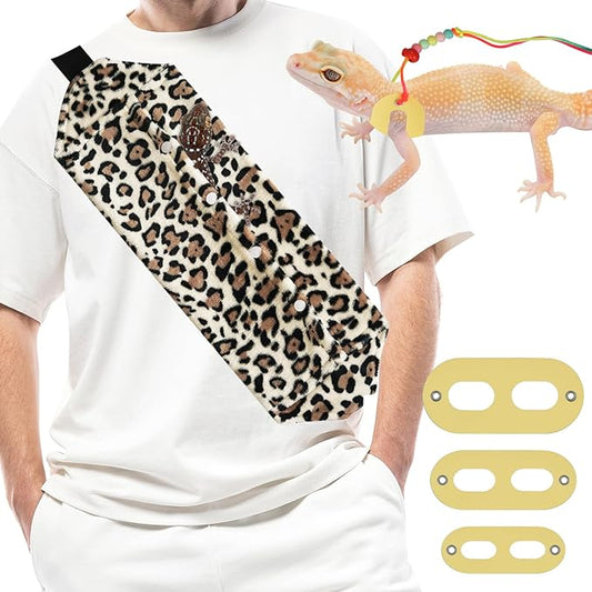 Bearded Dragon Carrier and Leather Leash, Adjustable Harness and Reptile Small Pet Coral Fleece Backpack for Outdoor Travel Walking Rest - Yellow