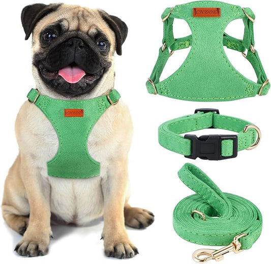 No Pull Dog Harness- Lightweight, Soft, Adjustable Small Harness Collar and Leash Set, Suitable for Cats Puppy Small and Medium-Sized Dog Outdoor Training and Running