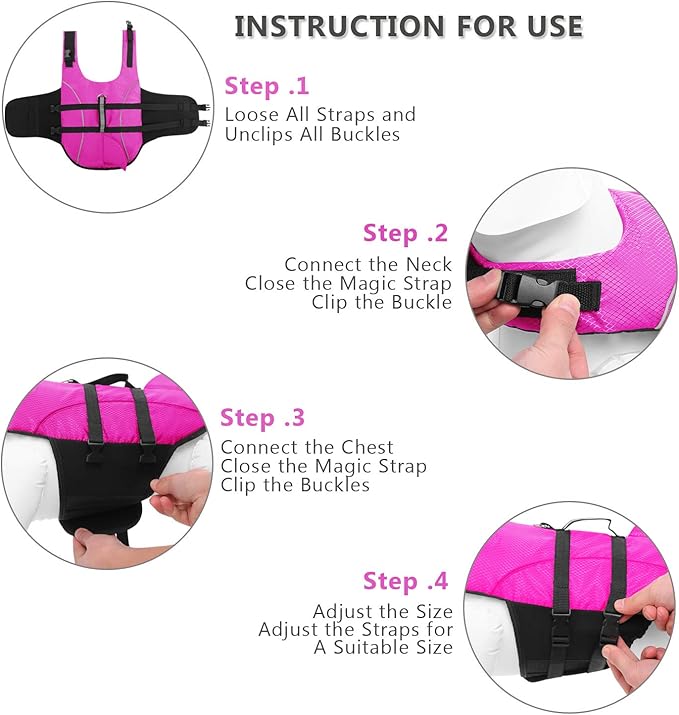 Queenmore Small Dog Life Jacket XXS, Puppy Life Jackets for Small Dogs, Little Dog Life Vest for Swimming/Boating, Cat Life Jacket/Life Vest, Lightweight Shark Pet Water Vest with Handle/Leash Hook