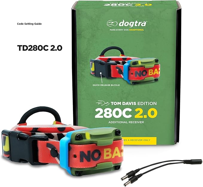 Dogtra Tom Davis 280C 2.0 Additional Receiver E-Collar – Boost & Lock, Waterproof, 1/2-Mile Range Dog Training Collar with Remote, Rechargeable, 127 Levels, Vibration, Bungee, No Bad Dogs Trainer