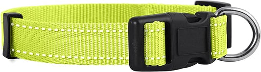 Native Pup Reflective Dog Collar,Bright Glow Colors for Night Safety, Adjustable for Small, Medium, Large pet and Puppies Accessories, Male, Female, boy, Girl, Puppy (Large, Neon)