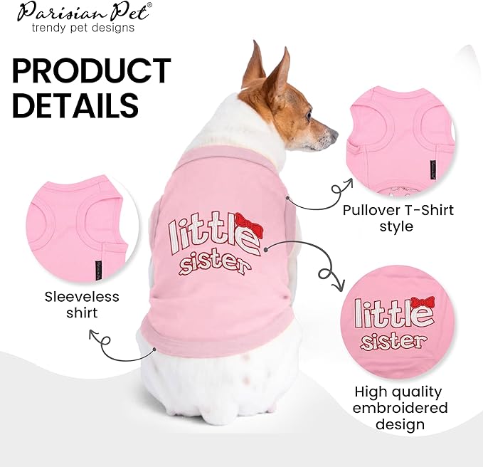 Parisian Pet Dog Cat Clothes Tee Shirts Little Sister T-Shirt, M