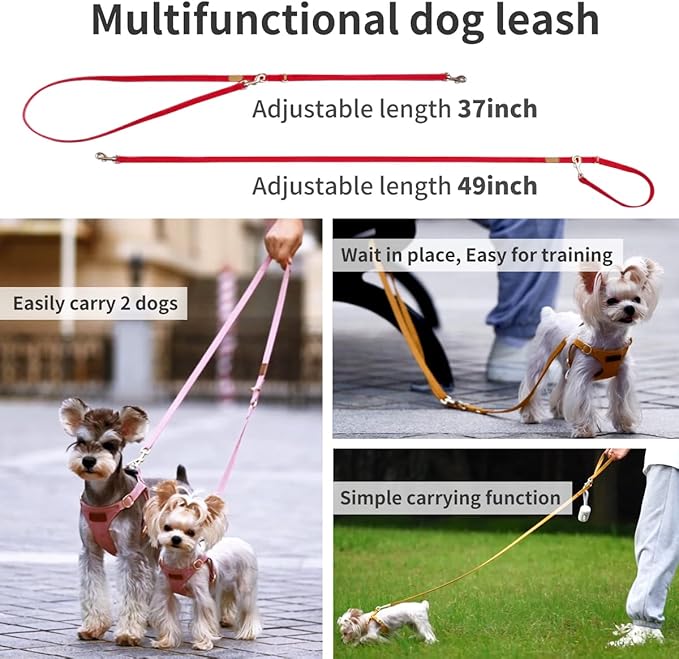 Puppytie No Pull Small Dog Harness with Multifunction Dog Leash,Lightweight Soft Adjustable No Choke Escape Proof Pet Harness Vest Pet Harness Vest,red-Camellia,S
