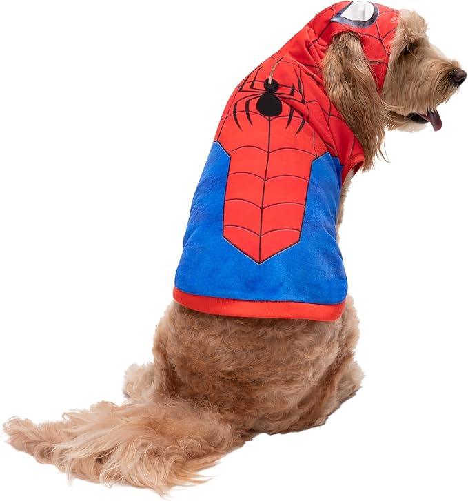 MARVEL Spider-Man Pet Hoodie - Sleeveless Hooded Pet Shirt with Costume Design (Large)
