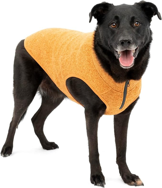 Kurgo Core Dog Sweater, Knit Dog Sweater with Fleece Lining, Cold Weather Pet Jacket, Zipper Opening for Harness, Adjustable Neck, Year-Round Sweater for Extra Large Dogs (Heather Orange, X-Large)