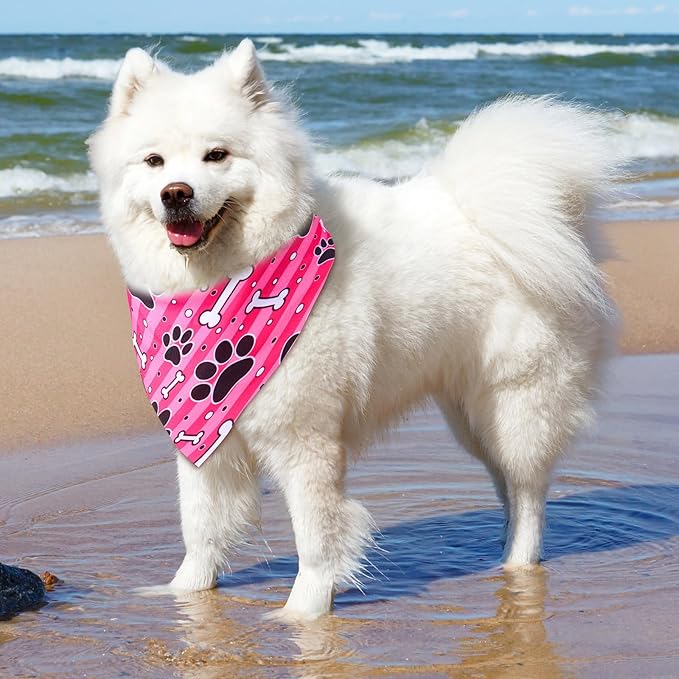 72 Pcs Girl Dog Bandanas Bulk Summer Triangle Scarf Colorful Pink Cat Bibs Puppy Scarf Paw Pet Bandanas for Puppy Cat Birthday Party Costume