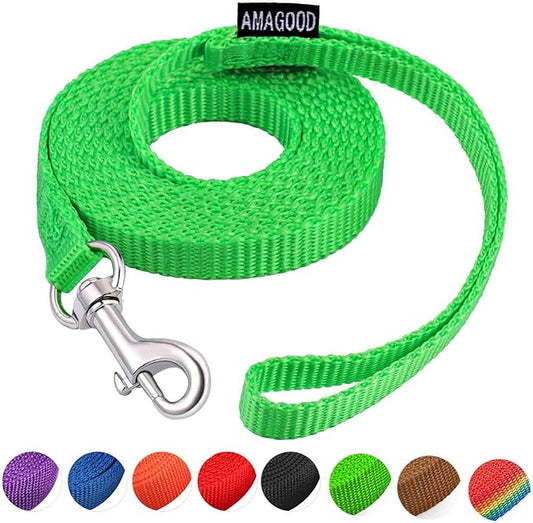 AMAGOOD 6 FT Cat Leash, Strong and Durable Traditional Style Leash with Easy to Use Collar Hook,Cat Lead Great for Cats (3/8 in x 6 ft(Pack of 1), Green)