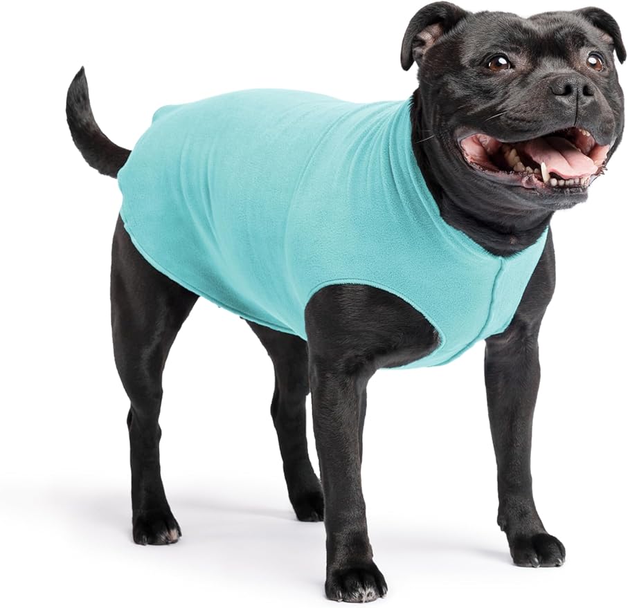 Stretch Fleece Dog Coat, Stretchy Pet Sweater, Machine Washable Pullover for Winter and Fall, Turquoise, 16