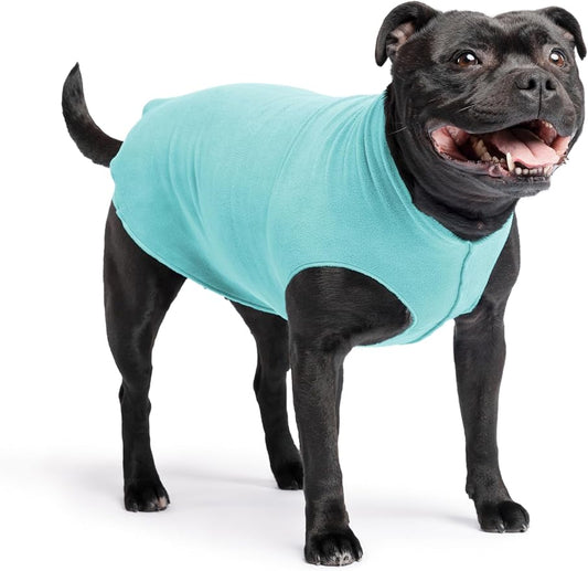 Stretch Fleece Dog Coat, Stretchy Pet Sweater, Machine Washable Pullover for Winter and Fall, Turquoise, 16