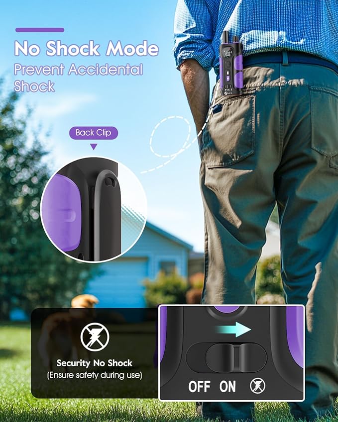 Dog Shock Collar,4200FT Dog Training Collar with Remote,IPX8 Waterproof E-Collar with Beep,Vibration,Shock,Flash Light,No Shock Mode,Electric Shock Collar for Small Medium Large Dog,Purple
