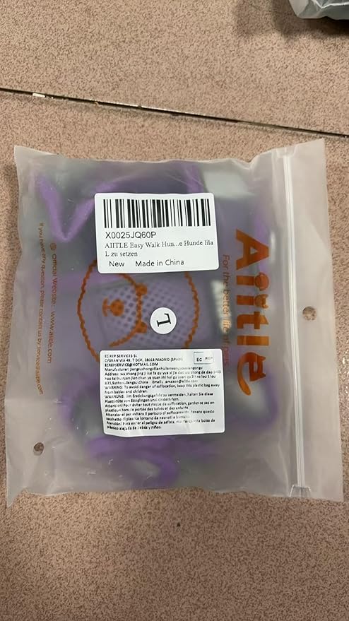 AIITLE Easy Walk Dog Harness and Leash Set - Pet Supply No Pull, Step in Adjustable Dog Harness with Padded Vest for Spring, Dog Harness No Choke Over, Easy to Put on Medium Dogs Purple L