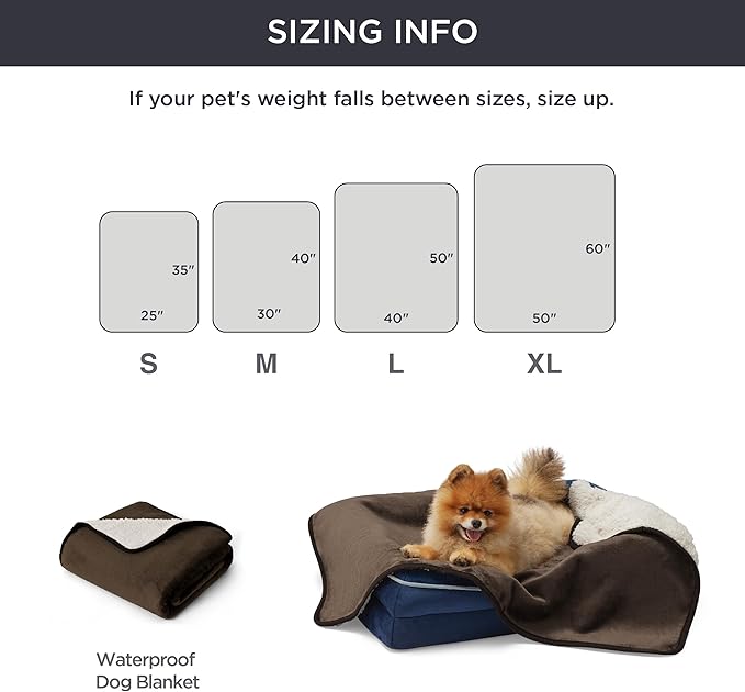 Bedsure Waterproof Dog Blankets for Medium Dogs - Medium Cat Blanket Washable for Couch Protection, Sherpa Fleece Puppy Blanket, Soft Plush Reversible Throw Furniture Protector, 30"X40", Coffee Brown