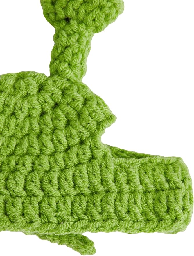 QWINEE Cartoon Alien Design Knit Cute Dog Hat Soft Cat Hat Rabbit Hat Halloween Christmas Party Costume Head Wear Accessories for Puppy Cat Kitten Small Dogs Small Animals Green M