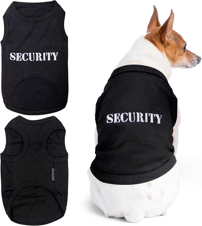 Parisian Pet Dog T-Shirt with Embroidered 'Security' Word Dog Tank Top - 100% Cotton, Breathable Dogs Security Clothes - Sleeveless Pet Vest - Machine Washable Shirt for Large Dogs - 3XL
