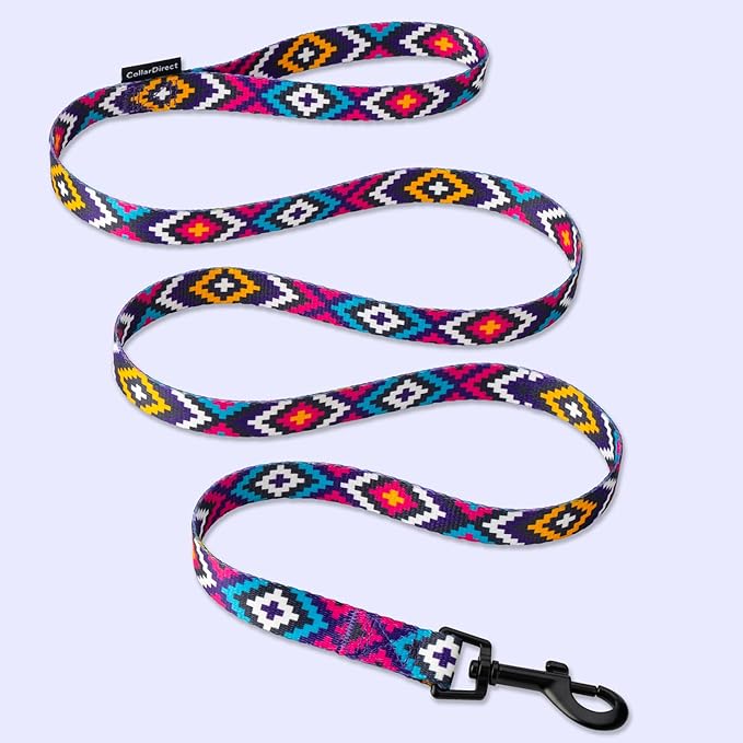 CollarDirect Aztec Dog Leash Nylon Tribal Pattern Cat Pet Leashes for Small Medium Large Dogs Puppy Lead 5 FT Long for Walking (Pattern 1, M, New)
