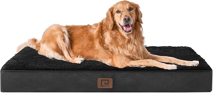 EHEYCIGA Orthopedic XL Dog Beds for Extra Large Dogs with Removable Washable Cover for Crate, Black, 41x27