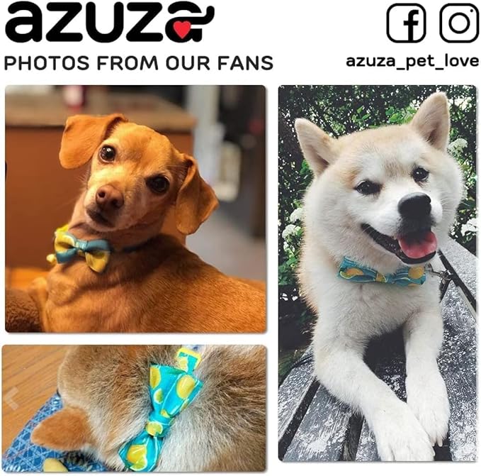 azuza Dog Collar Bow Tie, Soft Adjustable Bow tie Dog Collars for Medium Dogs
