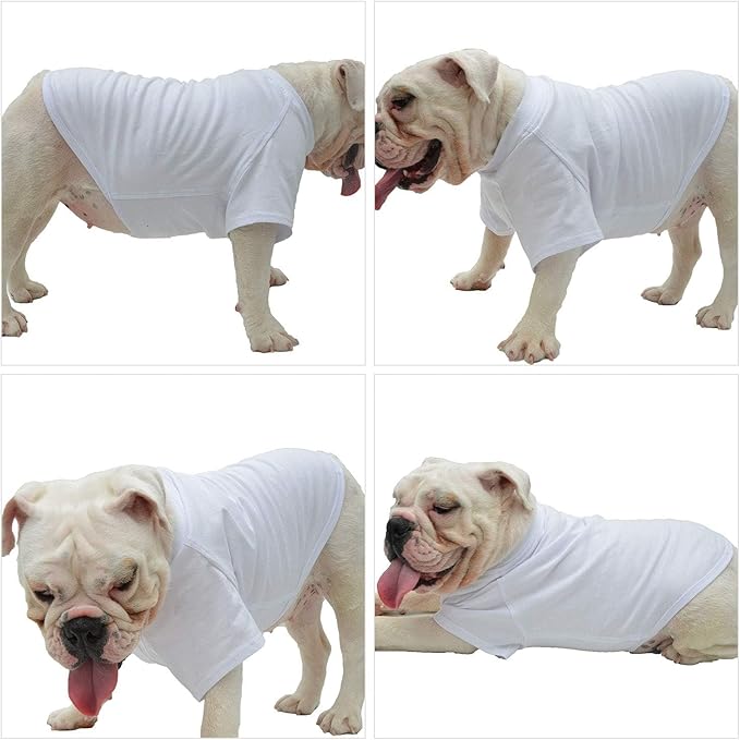 Lovelonglong Pet Clothing Dog Costumes Basic Blank T-Shirt Tee Shirts for Medium Large Dogs White XXL+