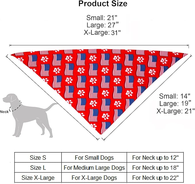 ADOGGYGO Bandana, Polyester Dog Bandana, Reversible, 4th of July, X-Large, Blue Red, Independence Day-1