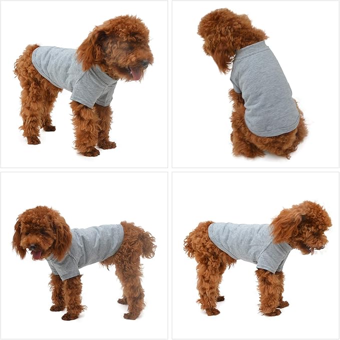 Lovelonglong Pet Clothing Dog Costumes Basic Blank T-Shirt Tee Shirts for Small Dogs Gray L