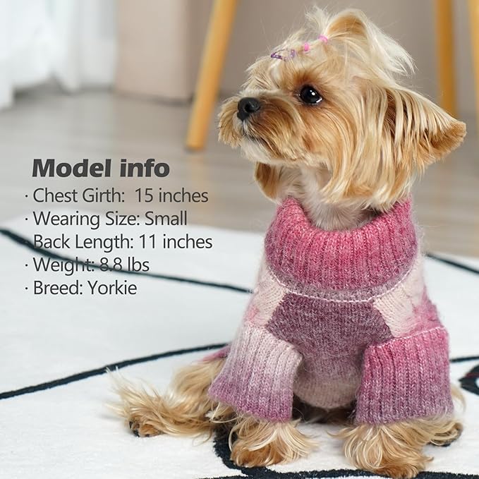 KYEESE Dog Sweater Cable Knit Thick Dog Knitwear Turtleneck Warm with Sleeves Dogs Sweater for Medium Dogs Gradient Color, Purple, XXLarge