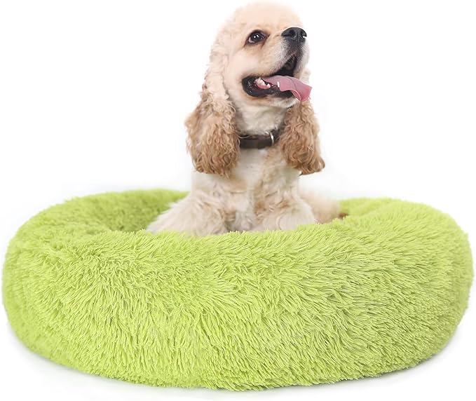 Calming Dark Gray Dog Bed for Medium Dogs - 30 Inch Washable Anti-Anxiety Bed