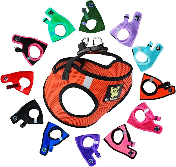 EcoBark Step in Dog Harness Reflective Soft Ultra Padded Mesh Dog Harnesses for XXS, XS, Small, and Medium Dogs Eco-Friendly Comfort Secure Halter No Pull Adjustable Pet Vest