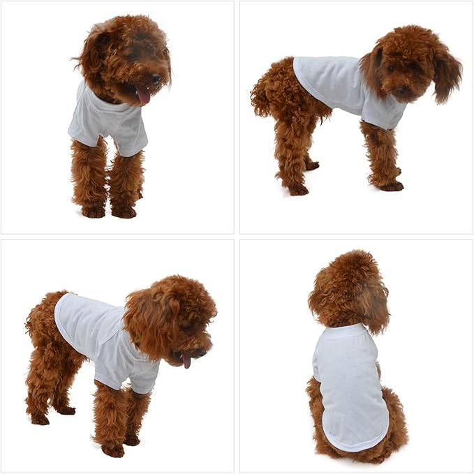 Lovelonglong Pet Clothing Dog Costumes Basic Blank T-Shirt Tee Shirts for Small Dogs White L