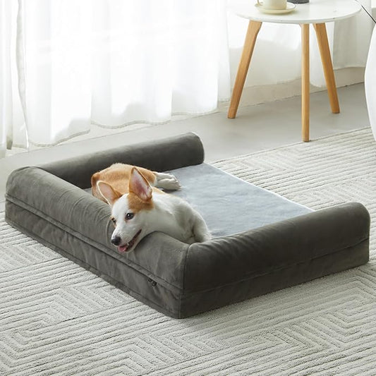 BFPETHOME Washable Dog Beds for Medium Dogs, Orthopedic Dog Bed Medium, Big Dog Couch Bed with Removable Washable Cover, Waterproof Lining and Nonskid Bottom, Egg-Crate Foam Pet Sofa Bed for Sleeping