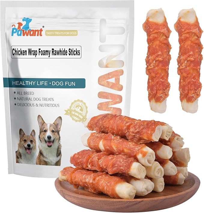 Dog Treats Chicken Wrapped Rawhide Rolls Healthy Dog Chews Long Lasting1 lb/454g