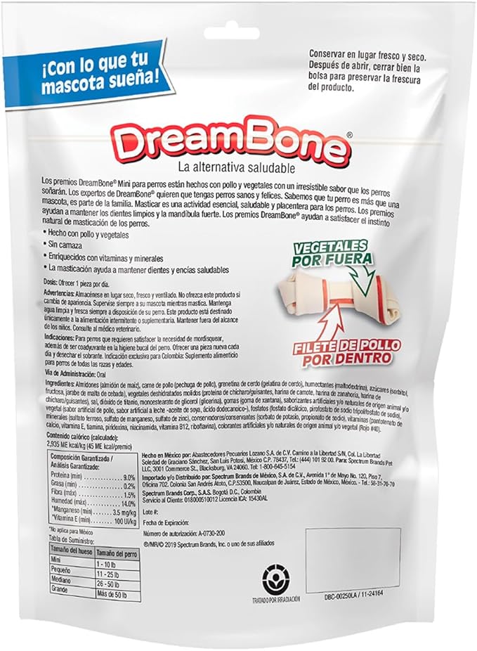 DreamBone Mini Chews, Made with Real Chicken and Vegetables, Rawhide Free Dog Chews, 8 Count